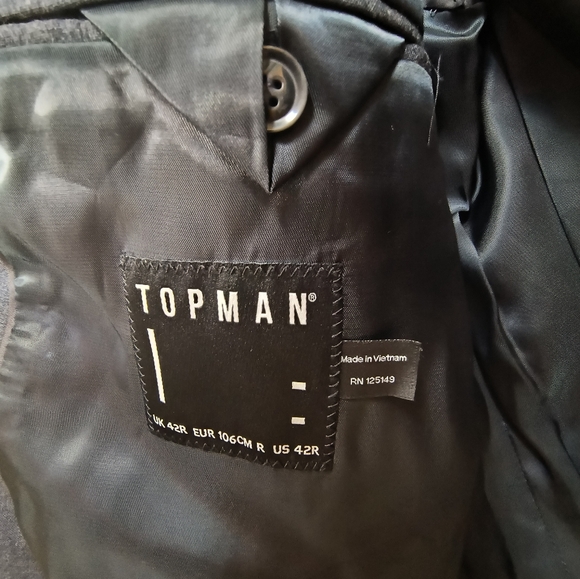 Topshop double-breasted 42R Navy suit jacket - Picture 2 of 7